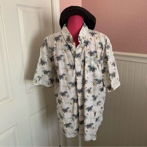 Men’s white and Blue Hawaiian Shirt by Jachs NY, button down collar size large